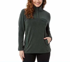 NEW 32 Degrees Womens Snap Arctic Fleece Pullover, Green, XXL, Free Ship
