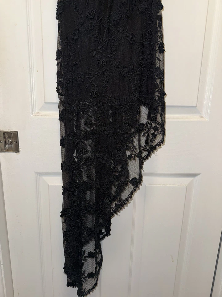 Vestido asimétrico vintage de encaje negro Nicole Bakti - talla M Foto 4 de 4
