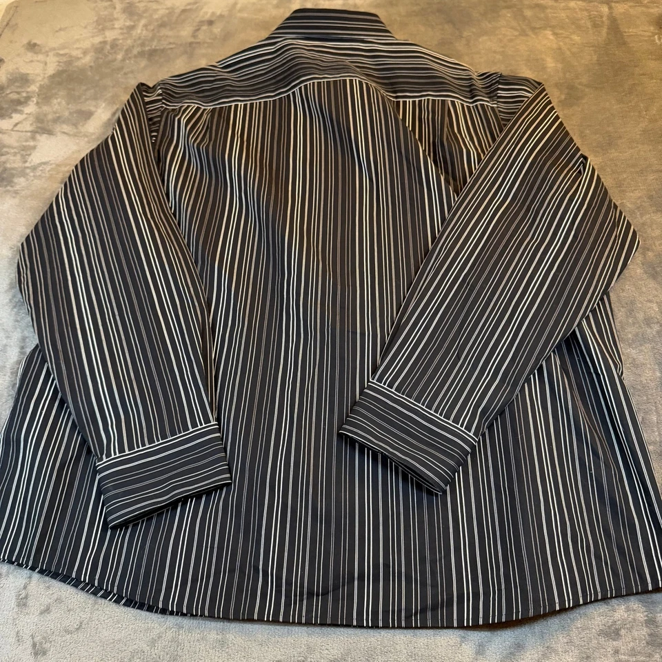Camisa de vestir Claiborne a rayas con botones manga larga 100 % algodón para hombre XXL 2XL Foto 4 de 4