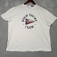 Polo Ralph Lauren Shirt Mens XL White Polo Yacht Club Classic Fit Tee Cut Label