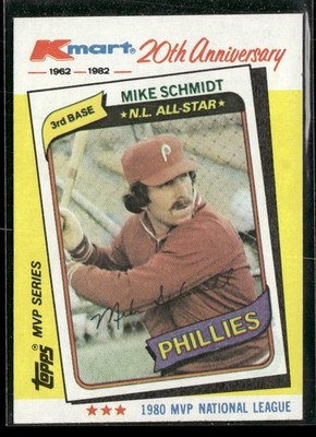 1982 Topps Kmart 20th Anniversary AL & NL MVP's #39 Mike Schmidt