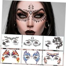 9 Pack Face Eye Makeup Tattoo Sticker Waterproof Black Mixed Color 6 Style
