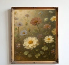 Dark Cottagecore Moody Vintage Floral Oil Painting 16x20 Digital Wall Art Print