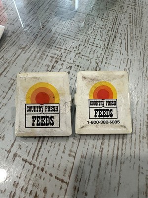 Countryfresh Feeds Vintage Advertising Memo Clips matched set. Lot Of Two