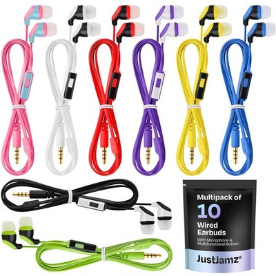 10 Pack Wired Earbuds with Microphone, Bulk Earphones for Classroom, Office, ...