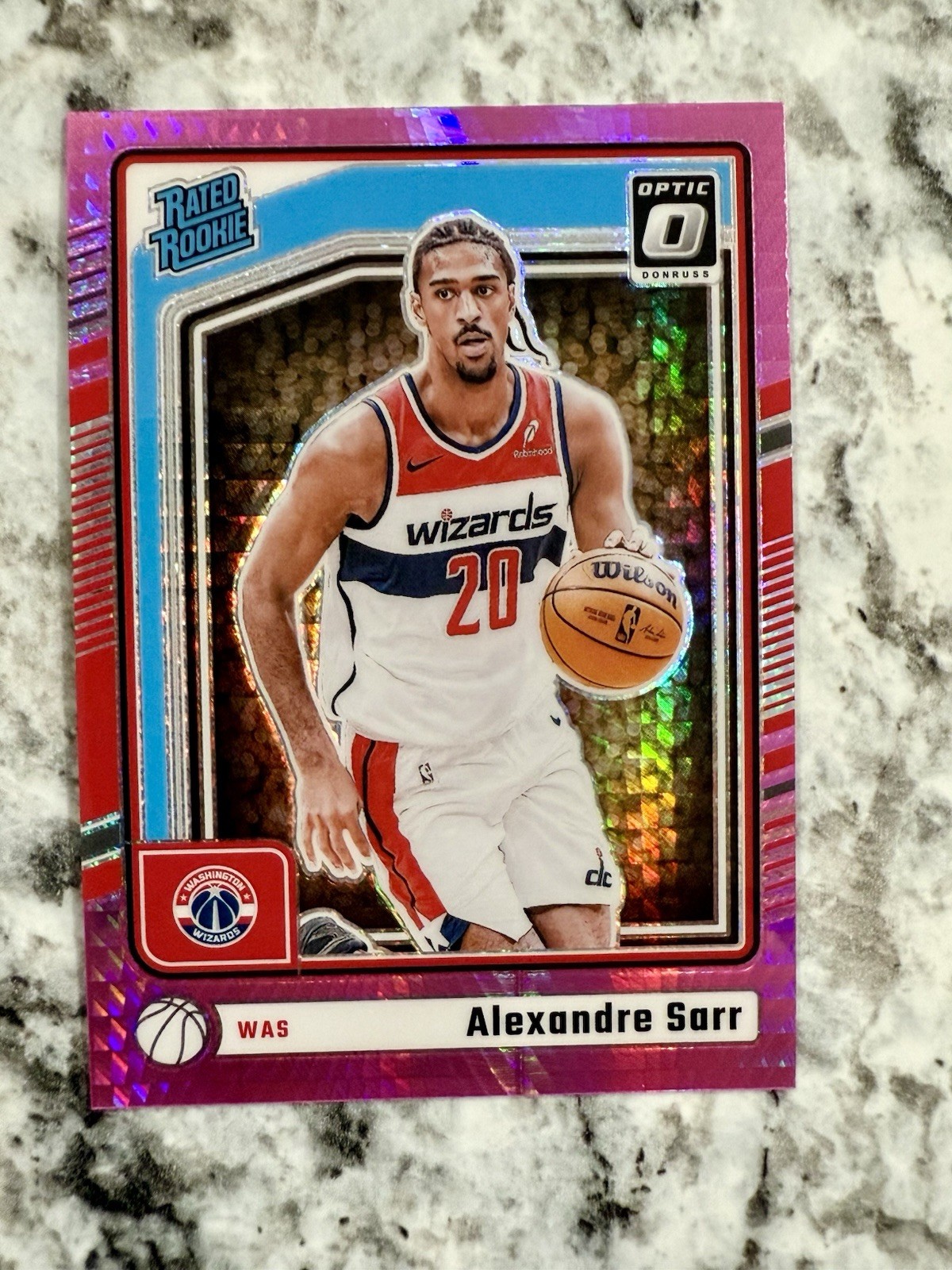 Alexandre Sarr 2024-25 Donruss Optic #276 Rated Rookie Pink Hyper Prizm SP (RC)