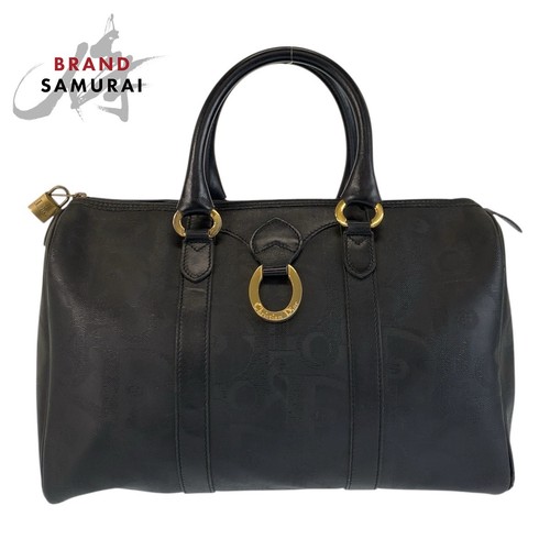 Christian Dior Vintage Trotter Black Handbag Boston Bag Ladies 600835