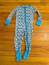 Little Sleepies 6-12M Bamboo Zippy Blue Rainbows Soft Sleeper One Piece Outfit