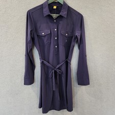 Eddie Bauer Departure Shirt Dress Womens PM Blue Roll Long Sleeve Outdoor Thin