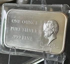 VINTAGE 1972 MADISON MINT FINE SILVER ART BAR - LYNDON JOHNSON