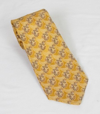 NWT Robert Talbott Best of Class Gold Jacquard Floral Foulard Silk Tie 3.75 x 63