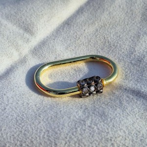 Authentic CZ Gemstone Charm Lock Pendant Two Tone Oval shape Gold plated Brass Metal Jewel