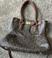 Michael Kors Brown Logo Satchel Top Handle Ba...