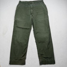 Vintage US Military Pants Mens 30x25 Green OG-107 Cotton Sateen Chino Workwear