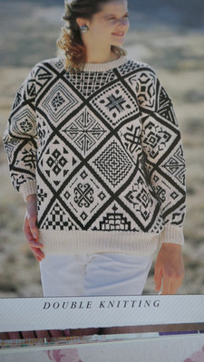 Jaegar Muster aus Frankreich Damen D.K Sanquhar Design Pullover - 32-40 Zoll Brustumfang.