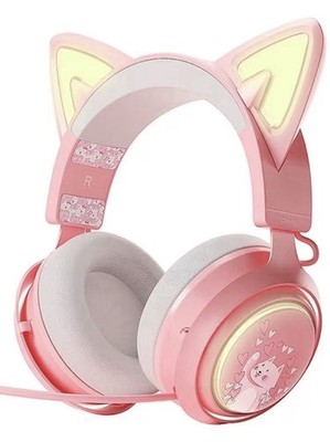 SOMIC GS510 Cat Ear Headset Wireless/Wired Gaming w/Lights, Multi-Modes Pink New