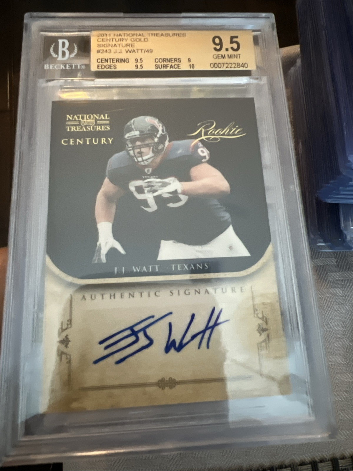 JJ Watt Playoff National Treasures #243 Autograph-Century Gold