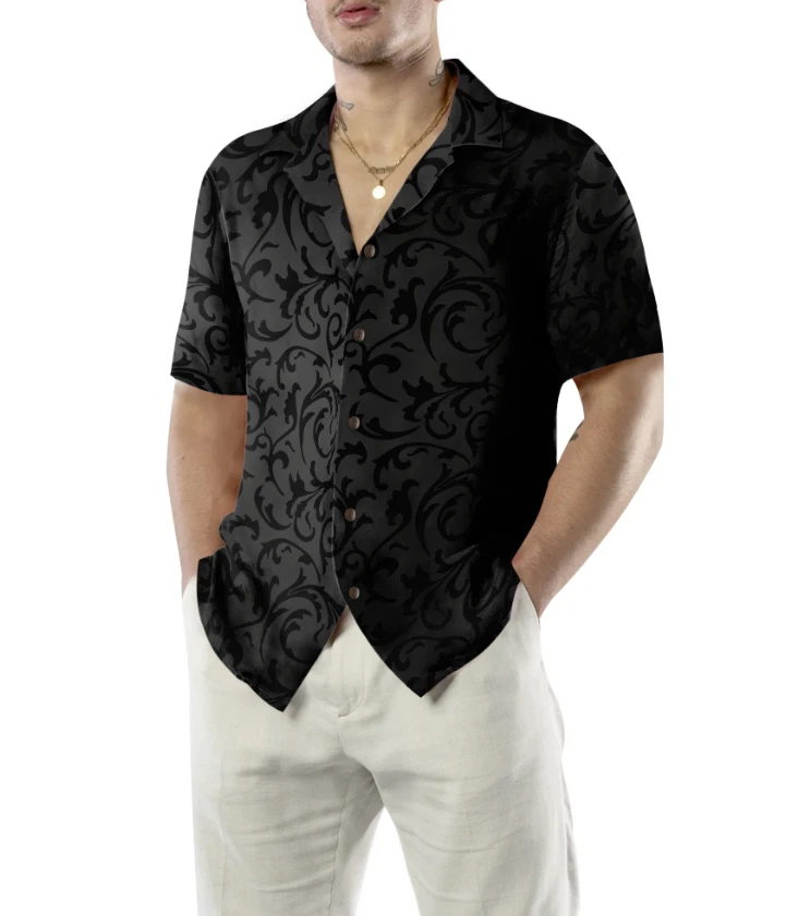 Black And Grey Seamless Floral Goth Style Hawaiian Shirt
Opens in a new window or tab