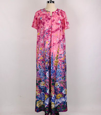 Vintage 70's Floral Long It's a Charm Caftan Dress Lounger Hostess Nightgown