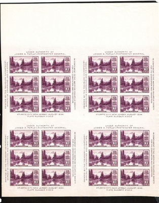 #ad #ad 1934 U.S. COMMEM 3c APS FARLEY S S Mt Rainier SHEET of 4 Sc#750 M NG SUPERB $395.00