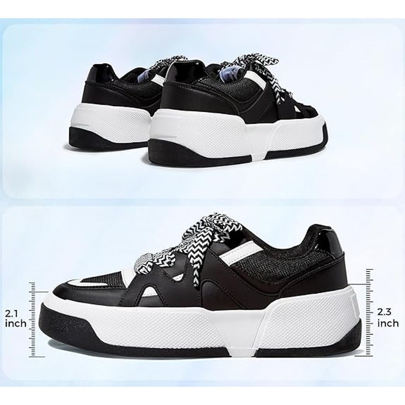 SAOLA Sneakers Lucky Step donna taglia 9 nere suola spessa ecopelle retrò plateau