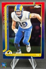 2025 Topps Chrome Red White & Blue Prizm Tyler Higbee #172 Rams Football