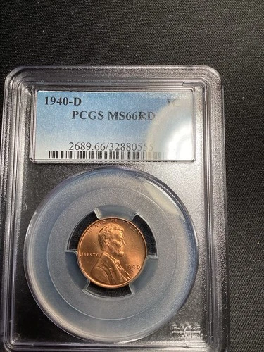 Beautiful High Grade 1940-D Lincoln Cent.  PCGS GRADED MS66 RED