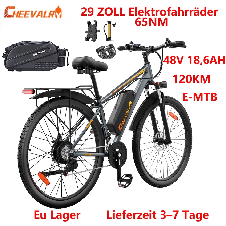 Cheevalry 29 Zoll 48V 18,6Ah Elektrofahrrad E-MTB Pedelec Cityräder E-Bike C29