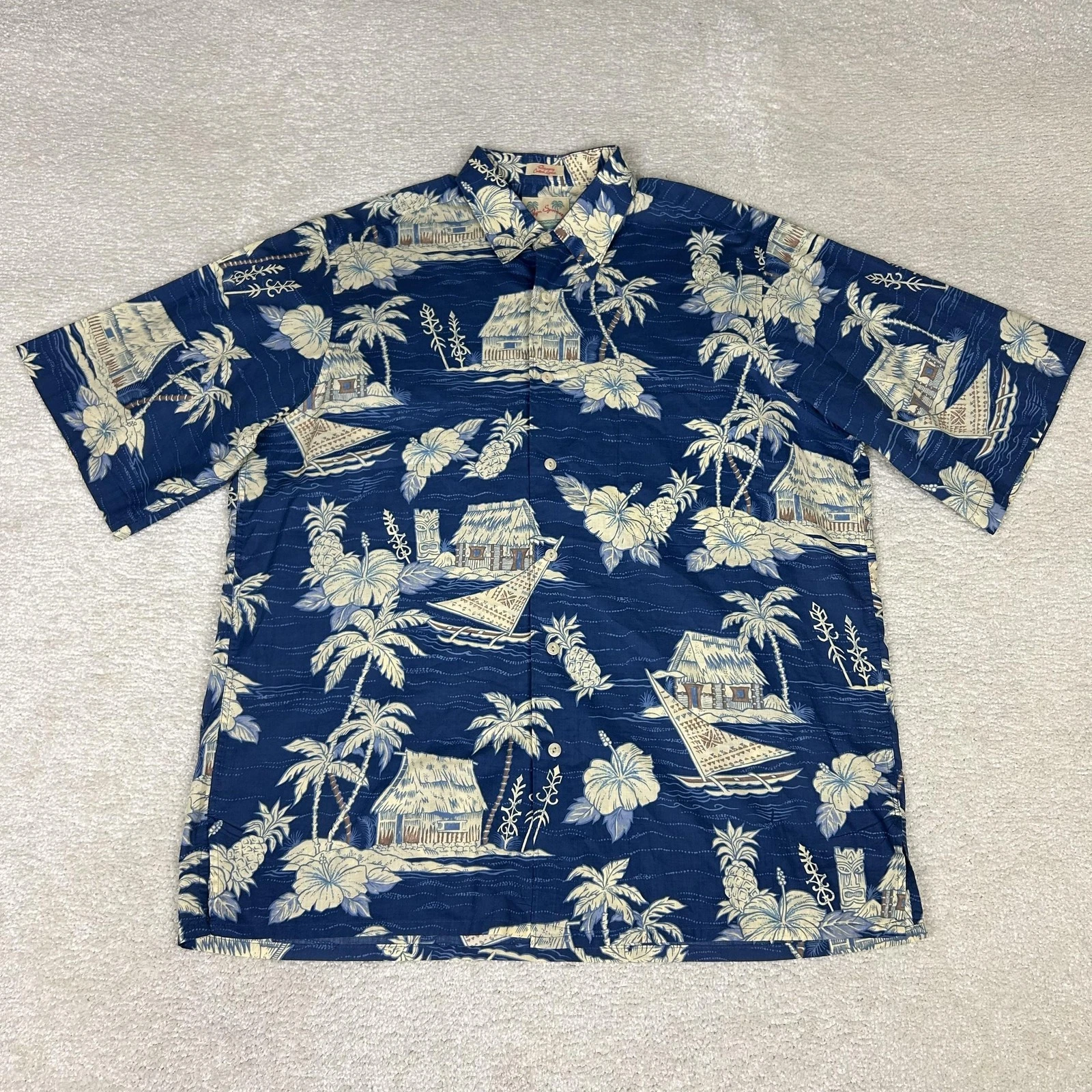 Reyn Spooner Shirt Mens Medium Blue Hawaiian Regency Lawn Tiki Huts Palm Trees
Opens in a new window