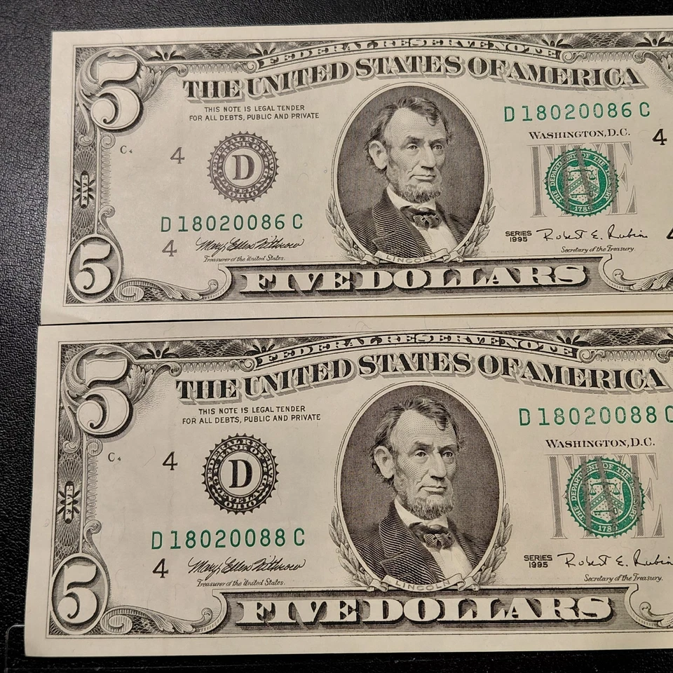 Three ($5) Fed Res Banknotes (1981, 1995, 1995) . Cleveland & Atlanta (Choice) - Image 4 of 4
