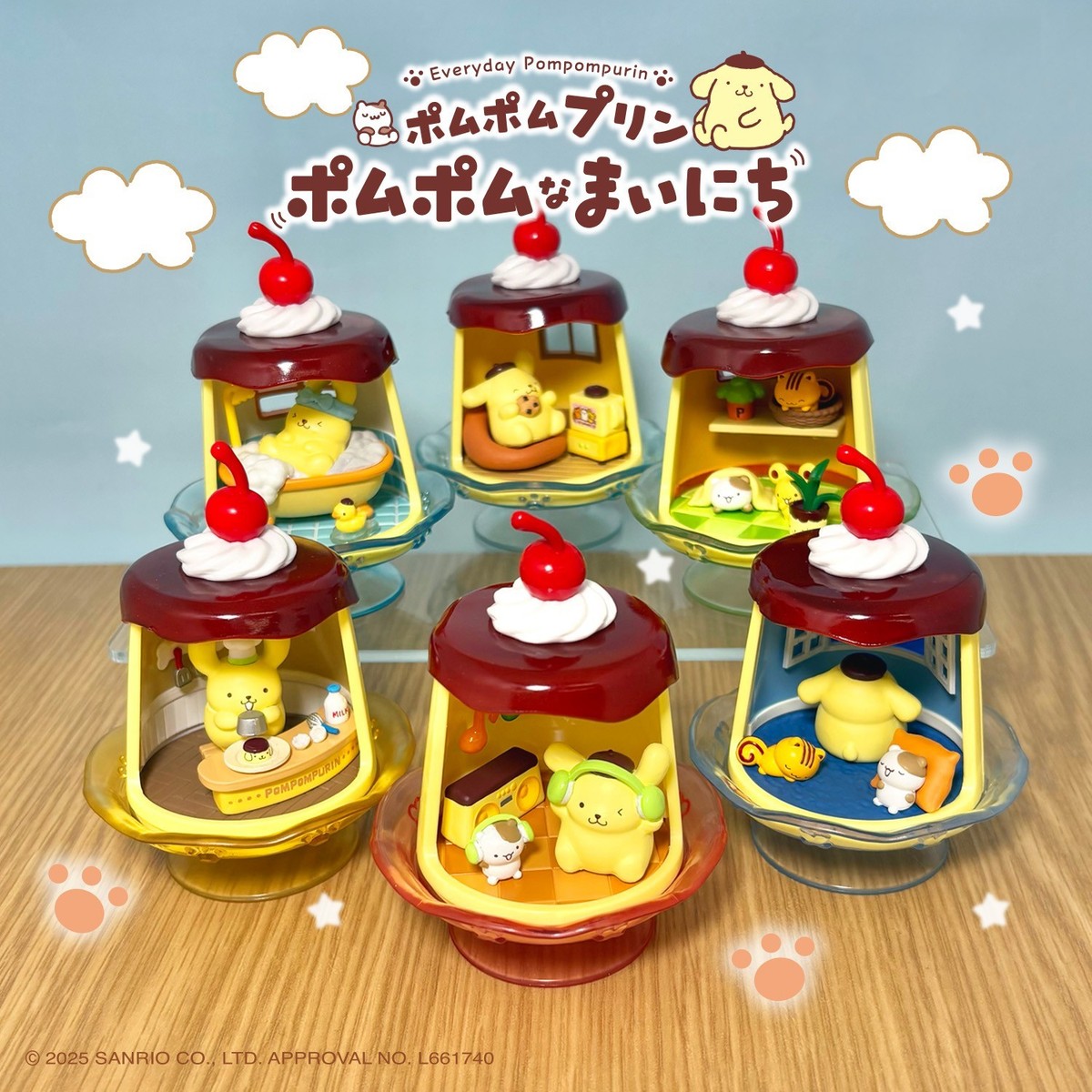 Re-Ment Miniatures Sanrio Everyday Pompompurin Pudding Figure Box