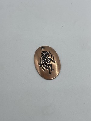 Kokopelli Native American Flute Player Dancer Engraved Vintage Charm Pendant