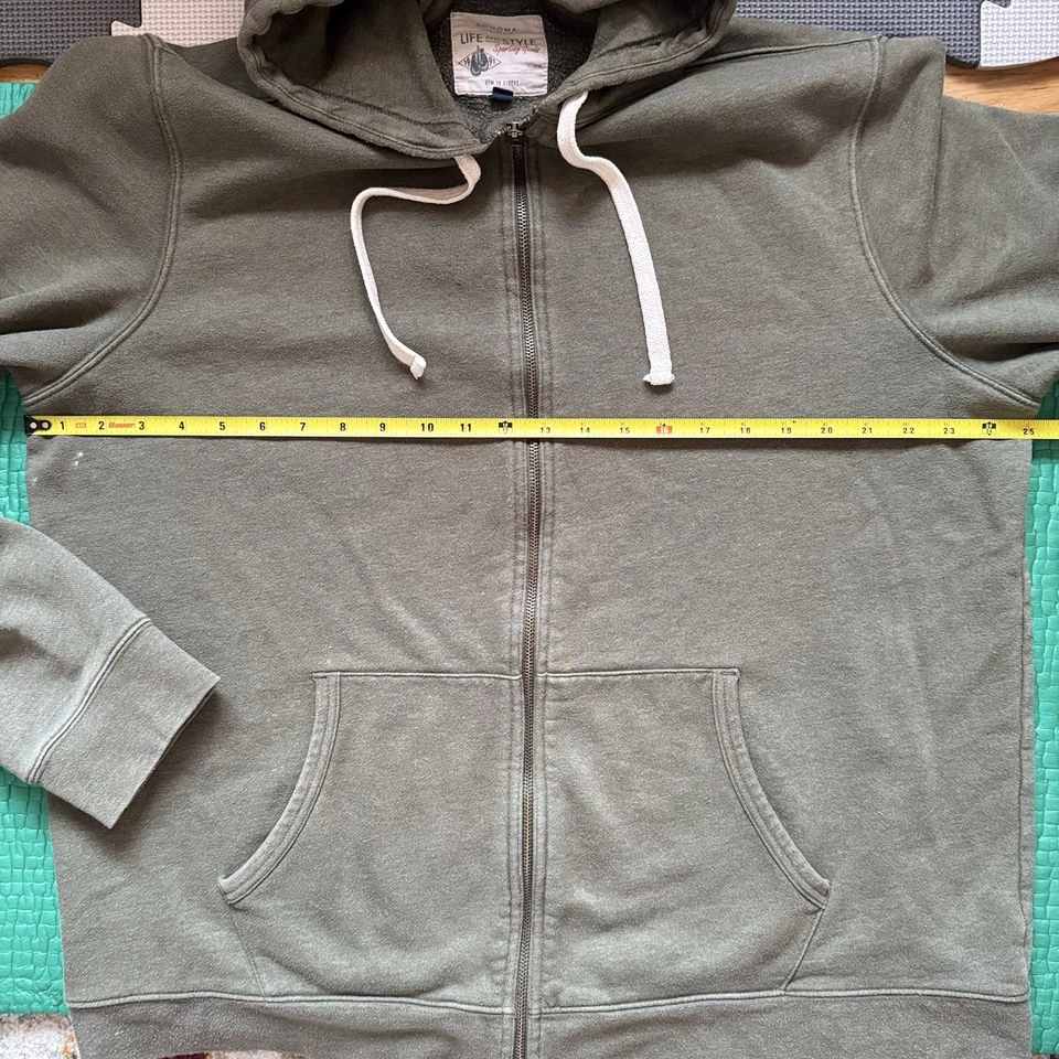 Sudadera con Capucha Sonoma Life And Style Años 90 De Colección Cremallera Para Hombres XL Verde Con Capucha Foto 3 de 4