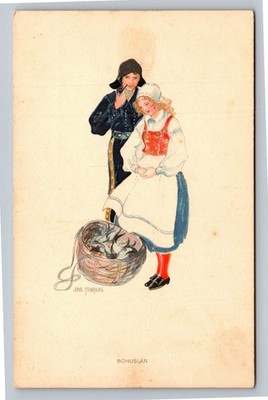 Vintage Bohuslän Folk Costume Postcard by Aina Stenberg Sweden