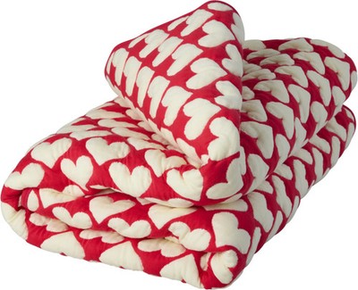 Rice by Rice Quilted Cotton Plaid In Heart Pattern Cream And Red Größe Standard