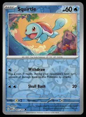 Squirtle Reverse Holo NM 007/165 Scarlet & Violet 151 Pokemon Card
