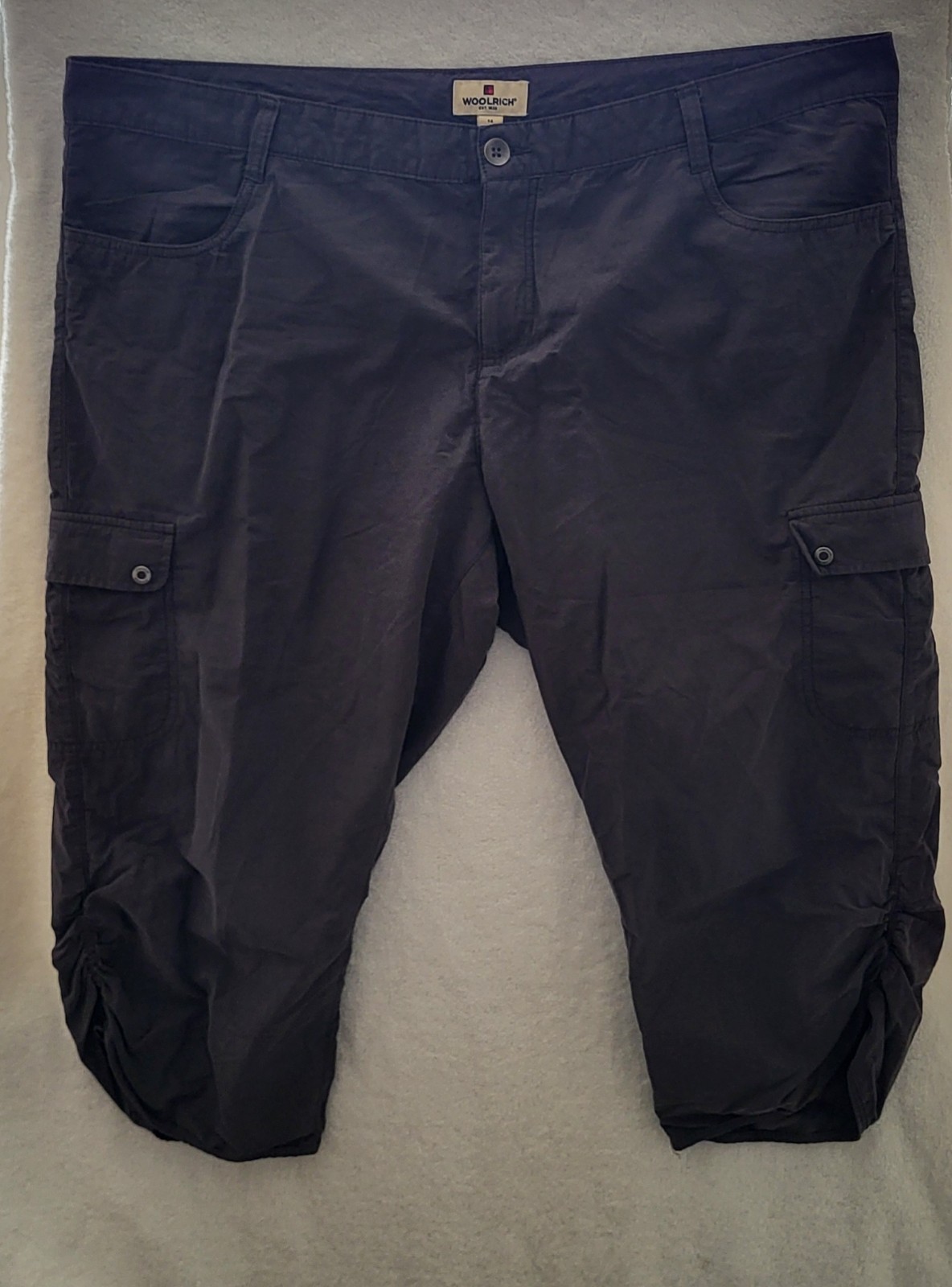 Woolrich Cropped Utility Pants Women's 14 Gray Cargo Hiking Outdoor Casual Capri