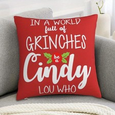 1P Grinch Cindy Christmas Pillow Cover Festive Pillowcase Holiday Home NO Filler