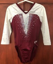 GK ELITE Gymnastics Dance Competition Leotard Hologram Sequin LS Girl s Small