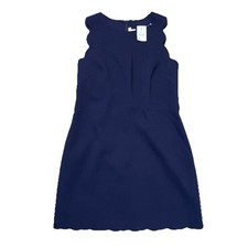 J Crew Womens Navy Blue Pedal Scalloped Sleeveless Cocktail Shift Dress Size 6
