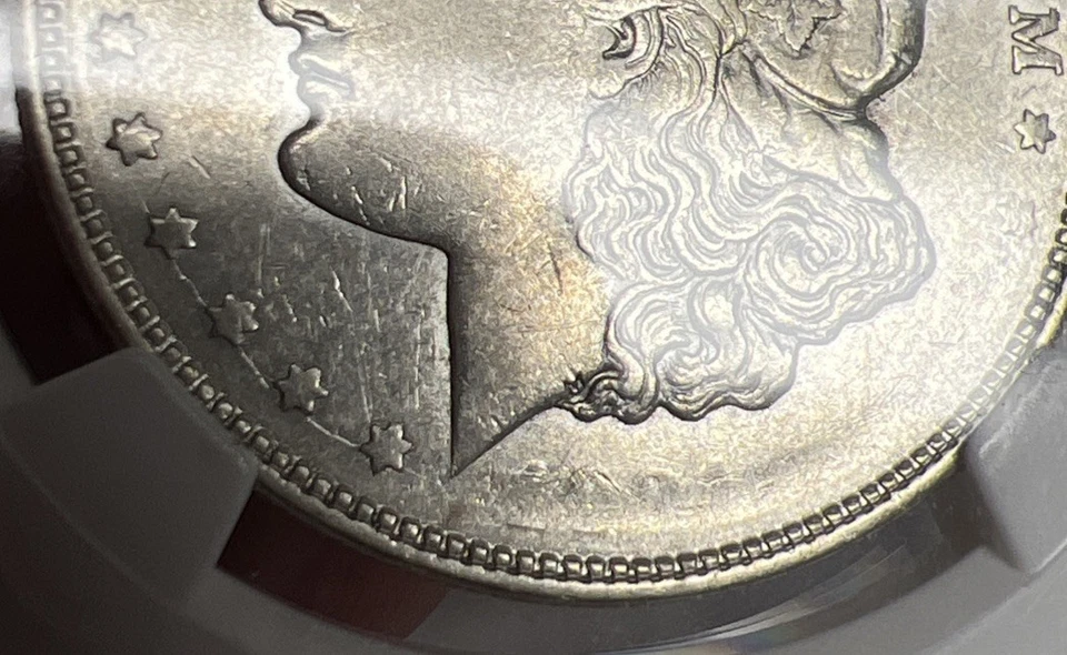 1921-D ‘Faint Date’ Obverse Struck Thru Error NGC AU55 Morgan Dollar U.S. Silver - Image 3 of 4