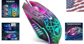 Customizable Wired Gaming Mouse with 4 DPI Settings - Ambidextrous & Ergonomic