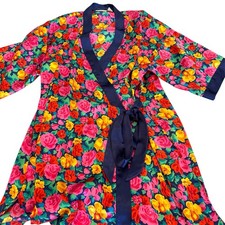 Victorias Secret Robe Gold Label  With Belt Floral Glam Kimono Vtg 80s 90s retro
