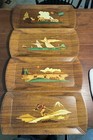 4 Seasonal Design Vintage Hasko Large Wooden Lap Trays 1950 Lithographed — photo 1