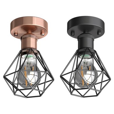 Vintage Deckenleuchte RETRA, bronze, Käfig-Schirm, + LED Lampe 370lm,