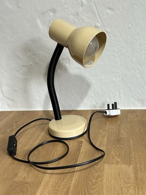 Vintage 80er verstellbare Schwanenhals Pilz beige braun Schreibtischlampe MFI Retro sehr guter Zustand