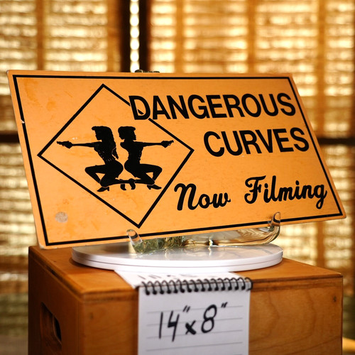 "Dangerous Curves" 1990s TV PUBLICITY CARD; VEHICLES, OFFICES, original design