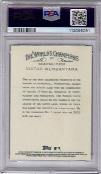 2023 Victor Wembanyama Allen & Ginter X #271 Graded PSA 9 MT - Image 2 of 2