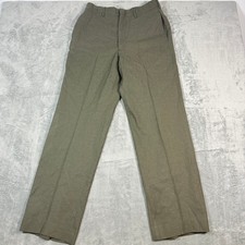 Vintage 1978 Mens 32R Wool Serge Trousers Green Shade Military Pants