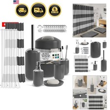 Bathroom Set - Gray Bathroom Accessories Set, 20PC Bathroom Accessory Set, Sh...